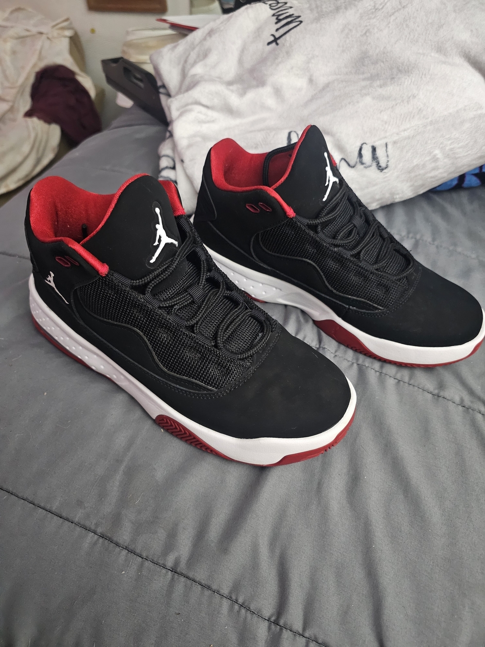 Jordan Black and Red Low-Top Basketball Sneakers